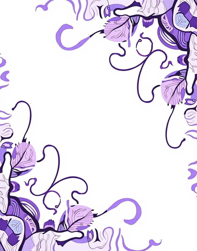 Abstract Purple Swirls Leaf Pattern Rug