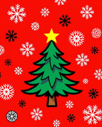 Festive Tree Snowflake Pattern Rug