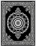 Intricate Mandala Black White Pattern Rug