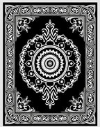 Intricate Mandala Black White Pattern Rug