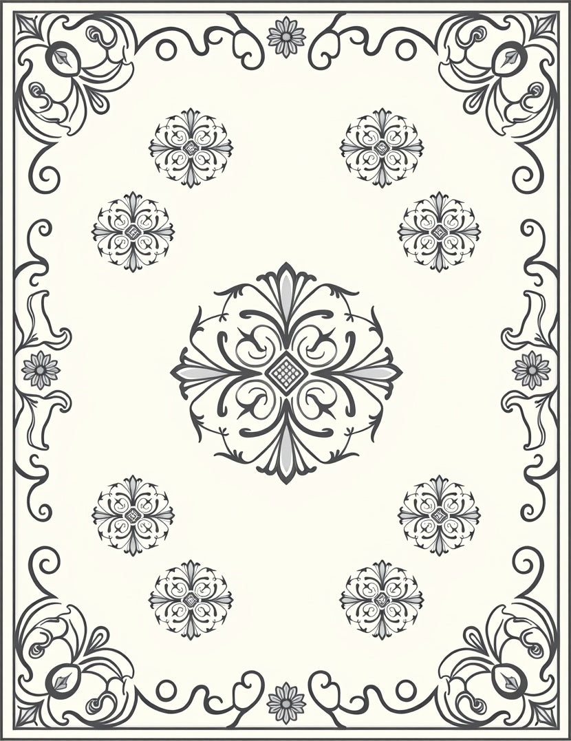 Classic Floral Scrollwork Design Rug