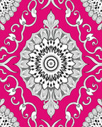 Vibrant Pink Mandala Floral Scroll Rug