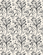 Elegant Black White Floral Swirl Rug