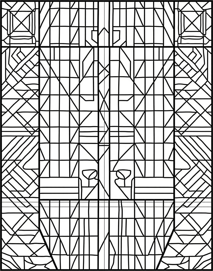 Modern Geometric Glass Panel Design Rug