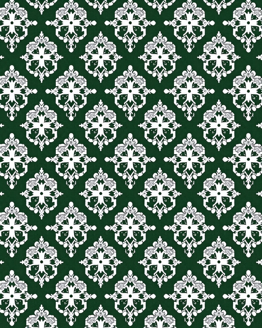 Dark Emerald Filigree Medallion Arrangement Rug