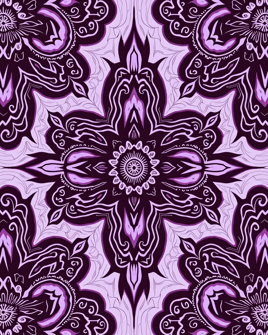 Deep Plum And Violet Mandala Style Rug