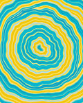 Bright Yellow Teal Wavy Rings Design Rug