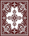 Intricate Floral Scrollwork Red and White Rug