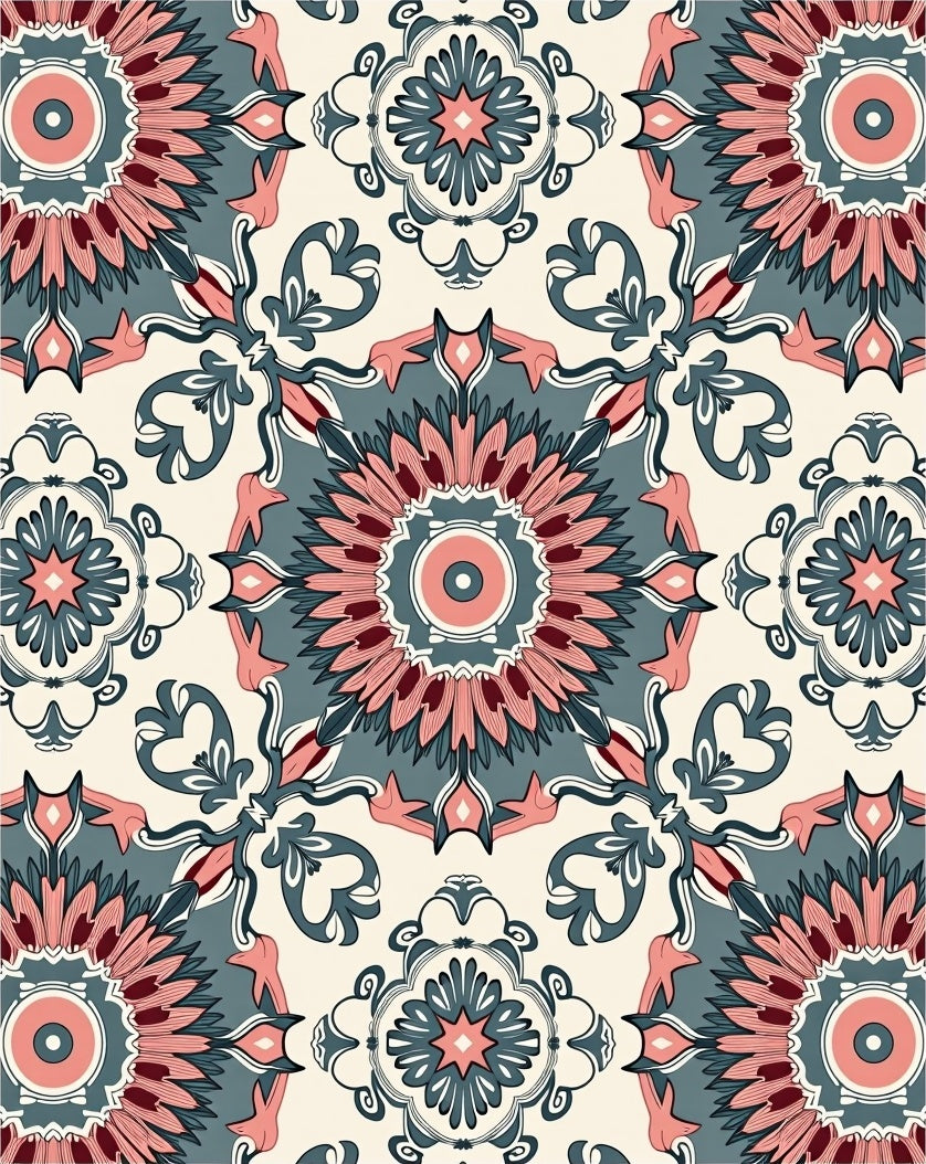 Vintage Floral Medallion Pattern Rug