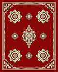 Maroon Floral Medallion Traditional Rug Design Rug