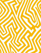 Bold Yellow Geometric Maze Pattern Rug
