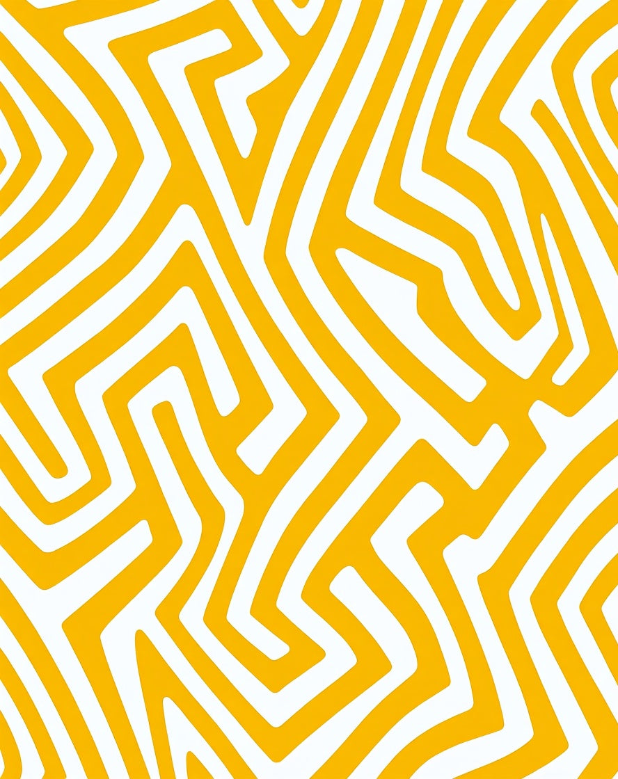 Bold Yellow Geometric Maze Pattern Rug