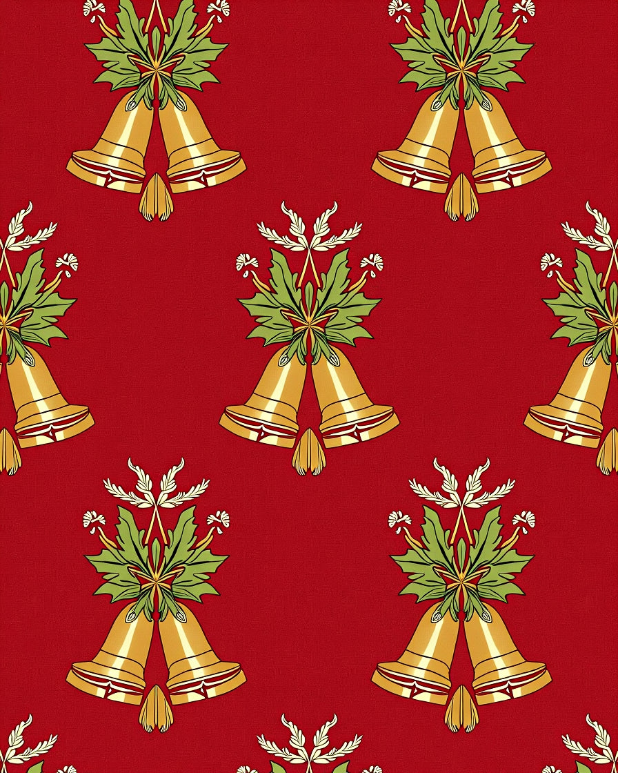 Golden Bells Festive Pattern Rug