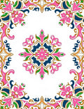 Ornate Pink Blue Floral Medallion Design Rug