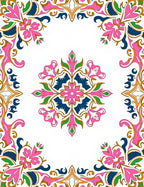 Ornate Pink Blue Floral Medallion Design Rug