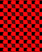 Bold Red Black Checkered Abstract Design Rug