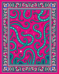 Whimsical Green Tentacles Pink Pattern Rug