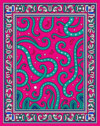 Whimsical Green Tentacles Pink Pattern Rug