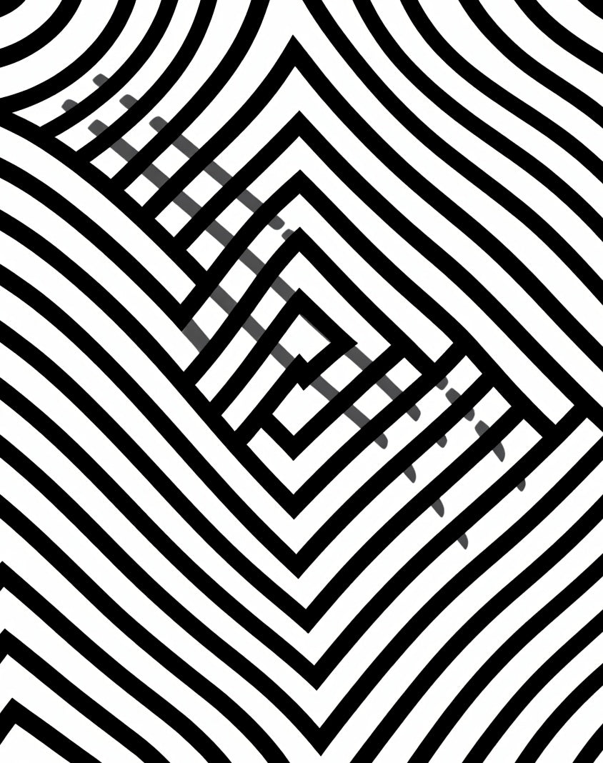Black And White Striped Geometric Design Rug