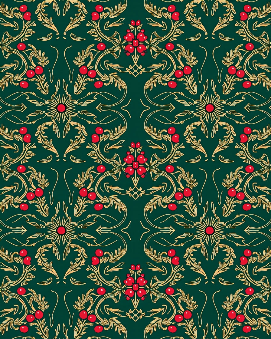 Elegant Floral Berry Pattern Rug
