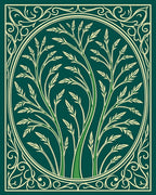 Elegant Green Floral Oval Design Rug