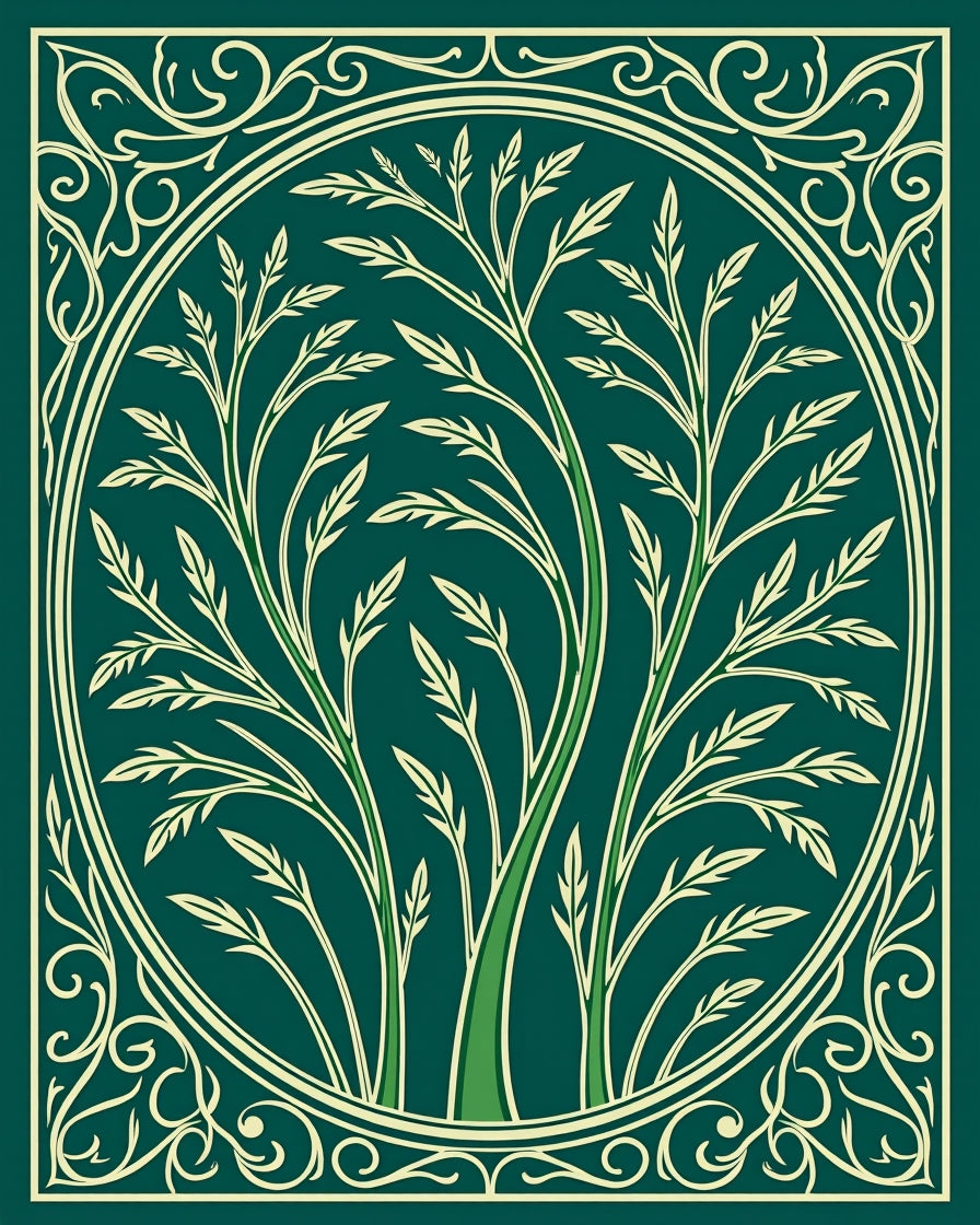 Elegant Green Floral Oval Design Rug