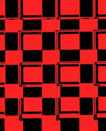 Bold Red Black Geometric Checkerboard Rug