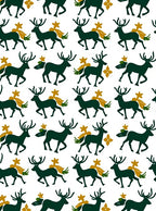 Dark Green Antlered Deer With Gold Accent Rug