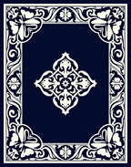 Elegant Floral Medallion Border Design Rug