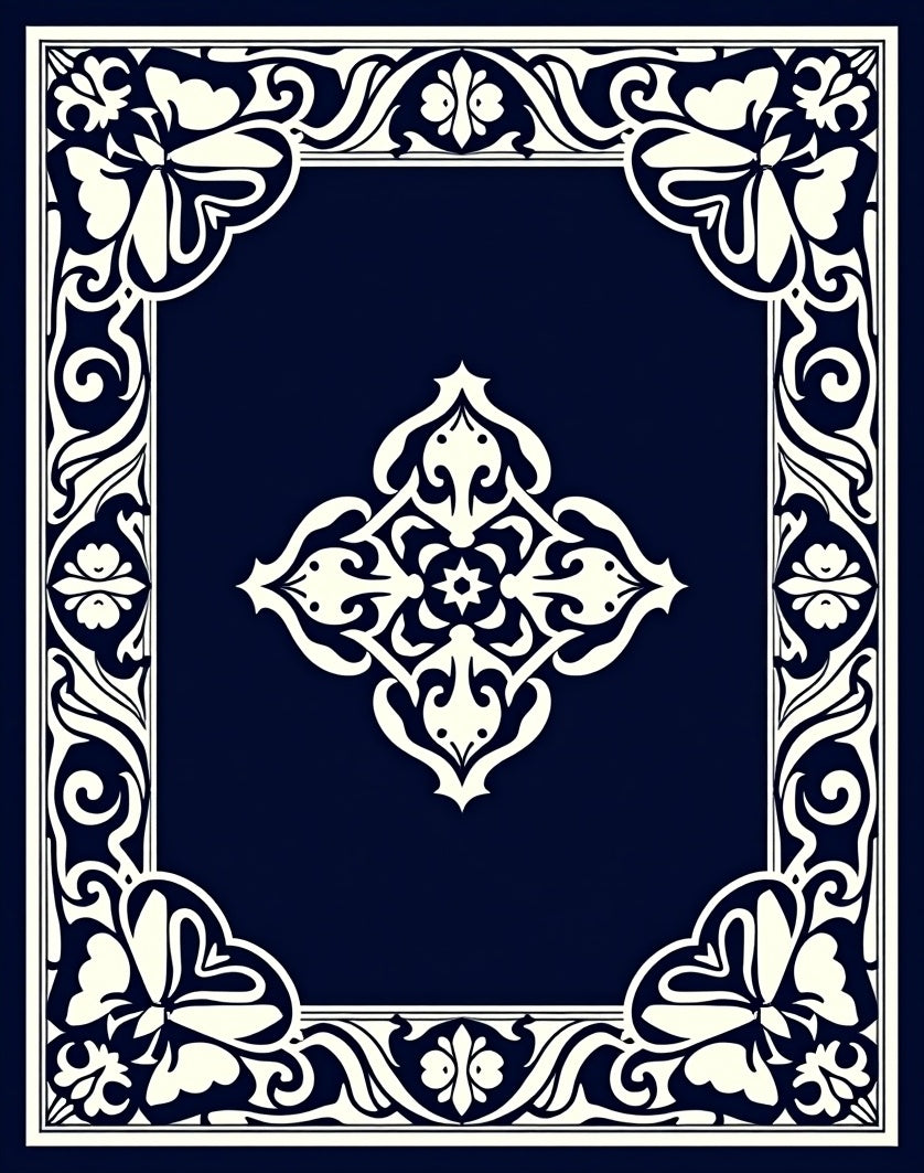 Elegant Floral Medallion Border Design Rug
