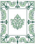 Elegant Green Floral Border Design Rug