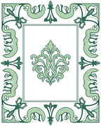 Elegant Green Floral Border Design Rug