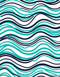 Aqua Navy Wavy Lines Pattern Rug