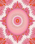 Radiant Pink Orange Floral Mandala Design Rug