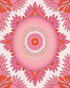 Radiant Pink Orange Floral Mandala Design Rug