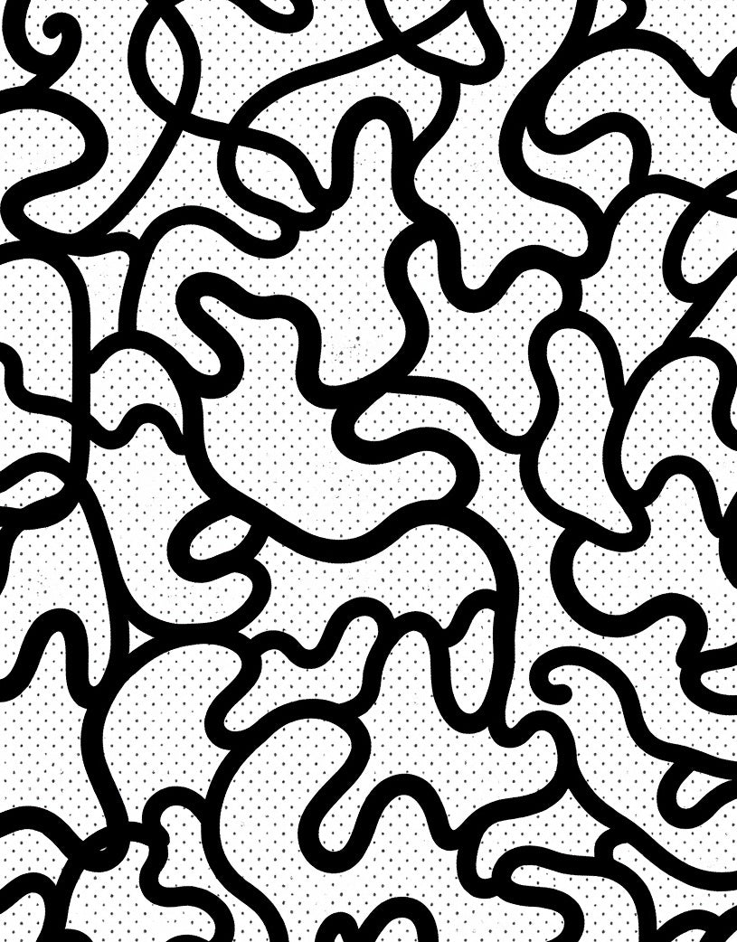 Fluid Black White Dot Pattern Rug