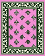 Pink Floral Bordered Classic Design Rug