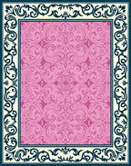 Pink Floral Ornate Border Rug
