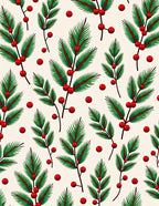 Evergreen Sprig Berry Pattern Rug
