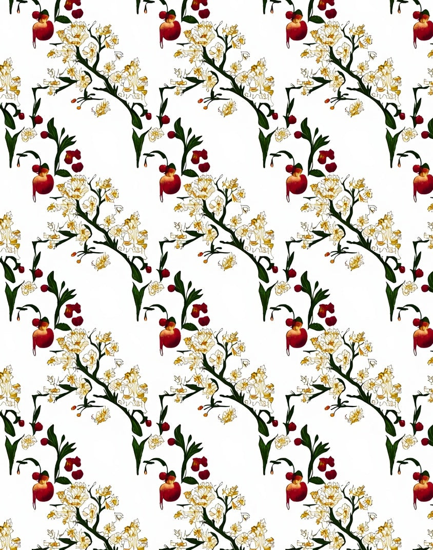 Floral Apple Tree Pattern Rug