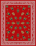 Red Starburst And Leaf Pattern Design Rug