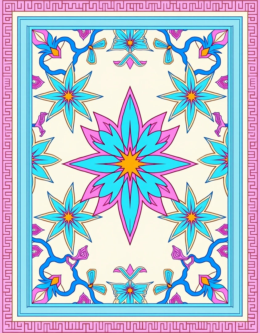 Abstract Floral Starburst Pattern Rug