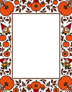 Orange Autumn Gnome Pumpkin Border Rug