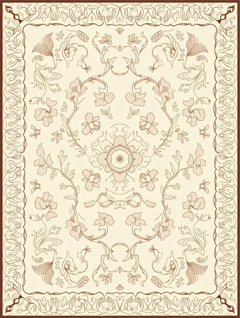 Soft Floral Vine Pattern Rug