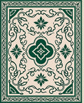 Green Floral Vine Intricate Pattern Rug