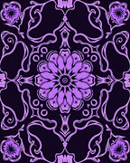 Elegant Lilac Floral Scroll Pattern Design Rug
