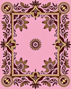 Elegant Floral Border With Center Medallion Rug