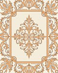 Elegant Orange Floral Scrollwork Design Rug