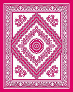 Fuchsia And White Intricate Medallion Rug