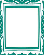 Abstract Teal Vine Patterned Frame Rug